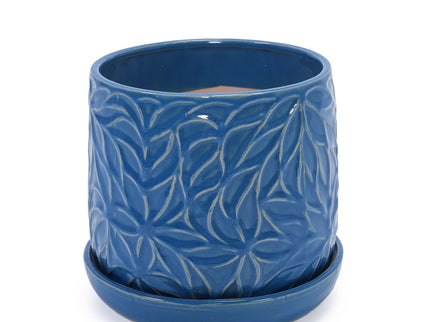 Ceramic Flowerpot, 7" Planter For Patio, Garden, Windowsill (Set of 2) - Antique Navy Blue