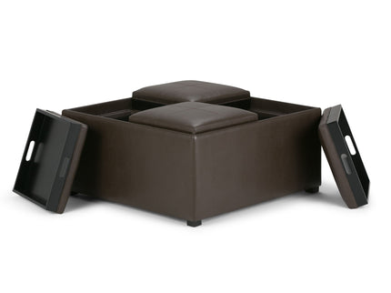 Avalon - Square Coffee Table, Storage Ottoman