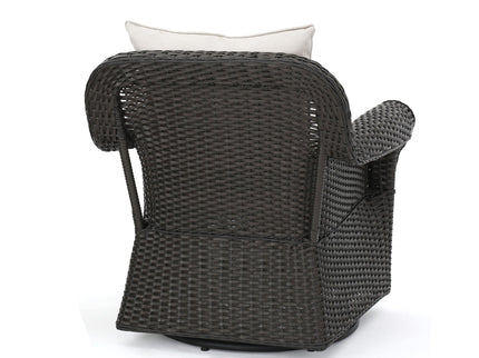 Amaya - Outdoor Swivel Rocker Chair With Water Resistant Cushions - Brown / Beige