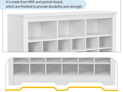 24 Shoe Cubby Console, Shoe Cabinet - White