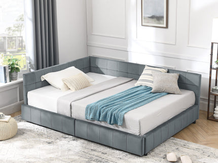 Elegant Storage Upholstered Tufted Bed Frame With Backrest And Armrests