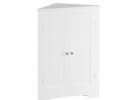 Corner Cabinet With 2 Doors And Adjustable Shelves, Freestanding Narrow Storage Organizer For Bathroom - White
