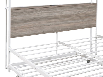 Platform Bed Frame With Trundle, USB Ports And Slat Support, No Box Spring Needed