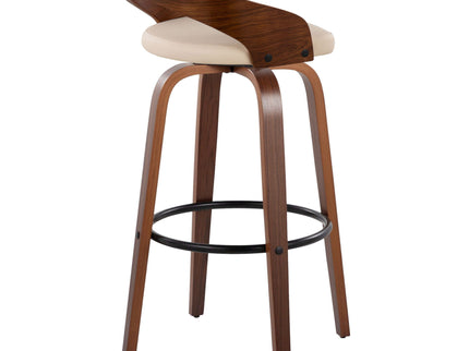 Grotto - Mid Century Modern Fixed Height Barstool & Swivel With Round Footrest (Set of 2)