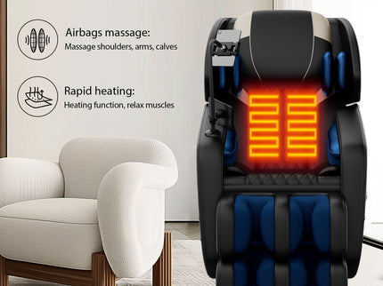 Zero Gravity Massage Chair Recliner, 10 Massage Heads And Full Body Air Pressure - Black