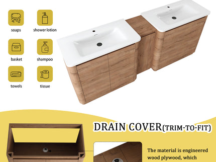 Soft Close Door Freestanding Bathroom Vanity With Sink, 1 Small Storage Cabinet