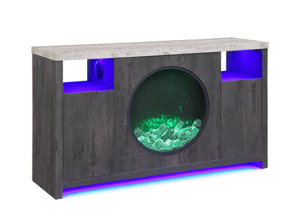 Nancy - Entertainment Unit With Bluetooth Speaker And LED Lighting - Gray