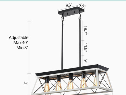 Chandelier Pendant Light For Dining Room Kitchen, 5 Light Fixture With Adjustable Height