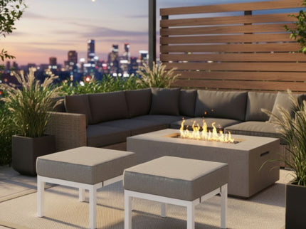 Patio Ottomans With Cushions, All-Weather Footrests (Set of 2)