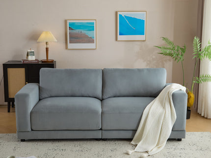 Modern Square Arm Sofa With Soft Fabric Upholstery, Deep Cushions
