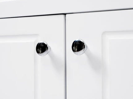 Bathroom Vanity Cabinet Only, 3 Drawers & 4 Doors With Double Layer Shelves - White