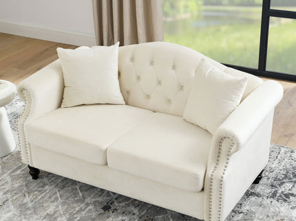 2 Seater Chesterfield Sofa With Rolled Arms And Nailhead Trim For Living Room