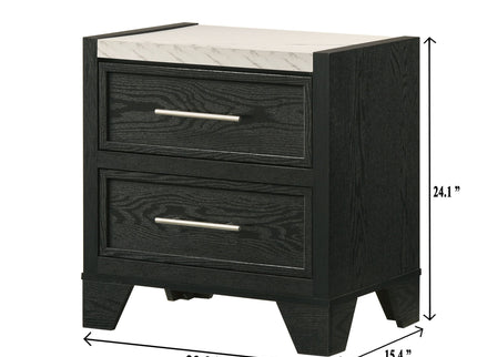 2 Drawers Nightstand - Black / White