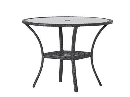 Bistro Table With Iron Frame And Glass Top - Gray