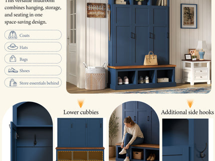 Classic Arched Design Hall Tree With 3 Hidden Storage