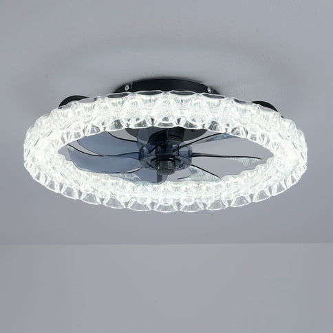 LED Light Source And Remote Control, 3000 - 6500K Dimmable Flush Mount LED Fan Light, 6 Speeds, Quiet DC Motor - Matte Black