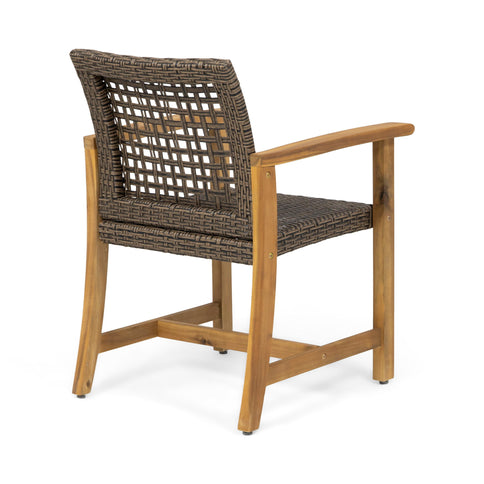 7 Piece Patio Dining Set, Slatted Table & 6 Chairs For Patio Garden - Mocha / Teak