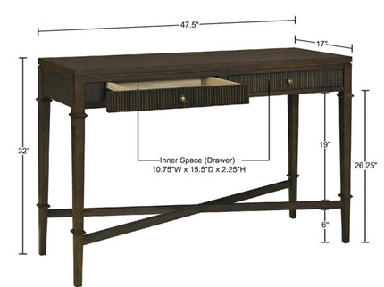 Fluted - 2 Drawer Storage Console Table - Brown