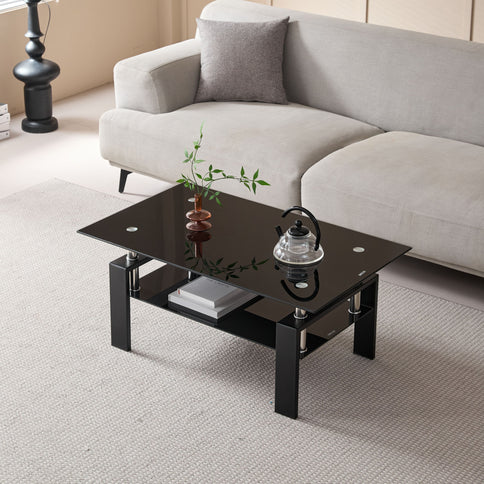 Tempered Glass Table With Storage