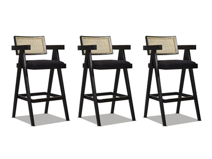 Milan - Modern Webbing Back Stool With Arms (Set of 3)