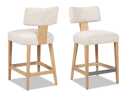 Penny - Round Arched Upholstered Counter Stool (Set of 2) - Travertine Beige