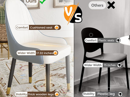 Modern Sponge-Filled Dining Chair, Solid Wood Metal Legs, Suitable For Restaurants, Living Rooms And Rooms (Set of 2)