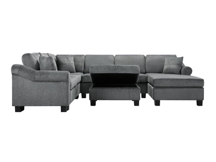 Contemporary U - Shaped Sectional Sofa With Movable Storage Ottoman
