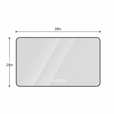 Wall Mirror With Rounded Corners, Temperature Display, Tri-Color Light, Defogging