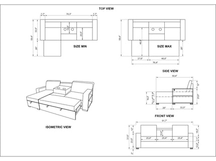 Terrence - Pull Out Sofa Bed - Dark Gray