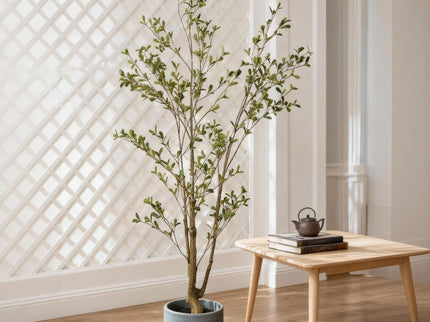 Lifelike Artificial Olive Tree With Plastic Pot For Home Living Room Decor - Green Leaves