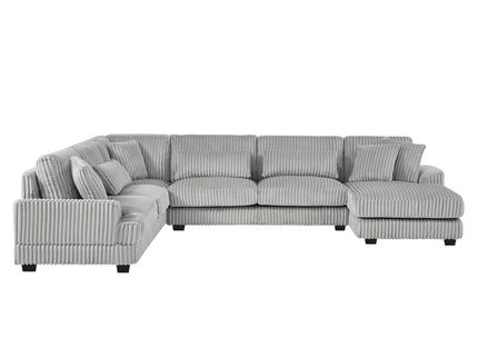 U - Shaped Sectional Sofa With Chaise Lounge, Oversized Living Room Sofa - Gray