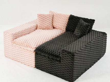 Multifunctional Sofa Pink Black, Fits 4 People