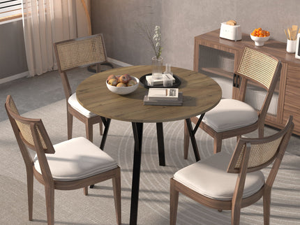Round Dining Table, For 2 - 4 People - Rustic Brown