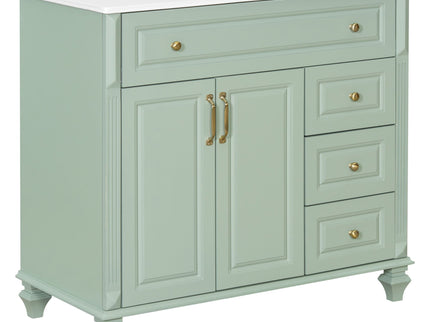 Modern Bathroom Vanity With Sink, 3 Drawers & 2 Doors