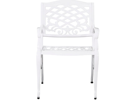 Unravel - Outdoor Arm Chair With Scroll Design And Floral Accents (Set of 2) - White