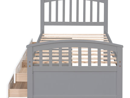Platform Storage Bed Solid Wood Bed With 6 Drawers