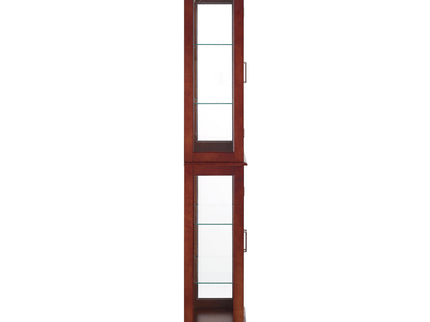 Curio Cabinet Lighted Curio Diapaly Cabinet With Adjustable Shelves And Mirrored Back Panel, Tempered Glass Doors (6 Tier), (E26 Light Bulb Not Included)
