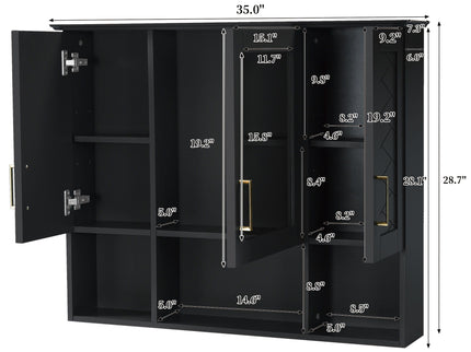 Modern Wall Mounted Medicine Cabinet With Adjustable Shelves, Soft Close Doors, High Define Mirror