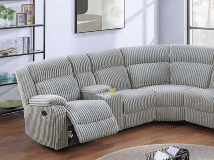 Sectional Sofa Set With Console Cup Holders, 3 Piece Reclining Living Room Couch - Gray Ash