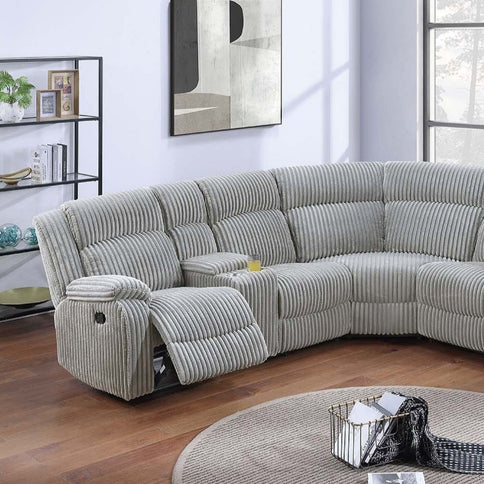 Sectional Sofa Set With Console Cup Holders, 3 Piece Reclining Living Room Couch - Gray Ash