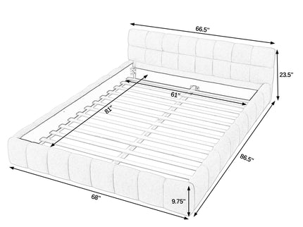 Modern Platform Bed Frame With Thick Fabric