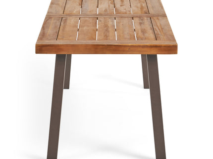 Della - Modern Industrial Dining Table With Acacia Wood Top - Teak