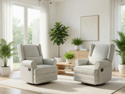 Extra Wide Swivel Recliner Glider Chair With Footrest