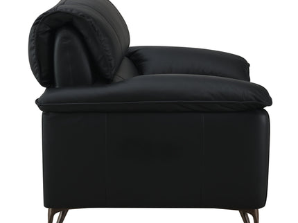 Eilene - Top Grain Leather Loveseat - Black