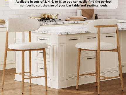 Upholstered Counter Height Bar Stools For Kitchen Island (Set of 2) - Beige
