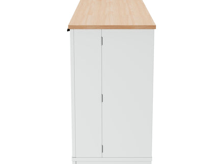 Sideboard With Extendable Table, Adjustable Shelves, 3 Tier Pull Out Rack - White