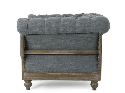 Fabric Upholstered Club Chair With Scrolled Tuxedo Arms