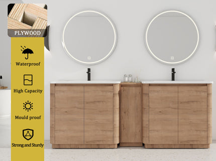 Soft Close Door Freestanding Bathroom Vanity With Sink, 1 Small Storage Cabinet