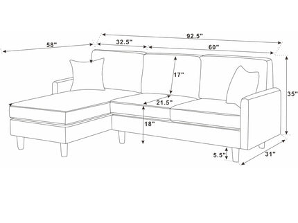Upholstered Sectional With Toss Pillows