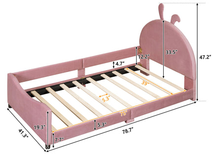 Upholstered Daybed With Rabbit Ear Shaped Headboard